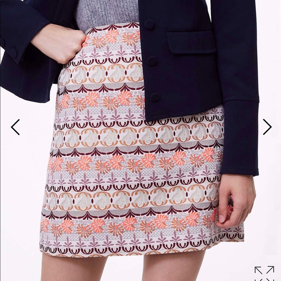 AT Loft Shimmer Mosaic Shift Skirt 6 Milky Tan - Picture 1 of 7